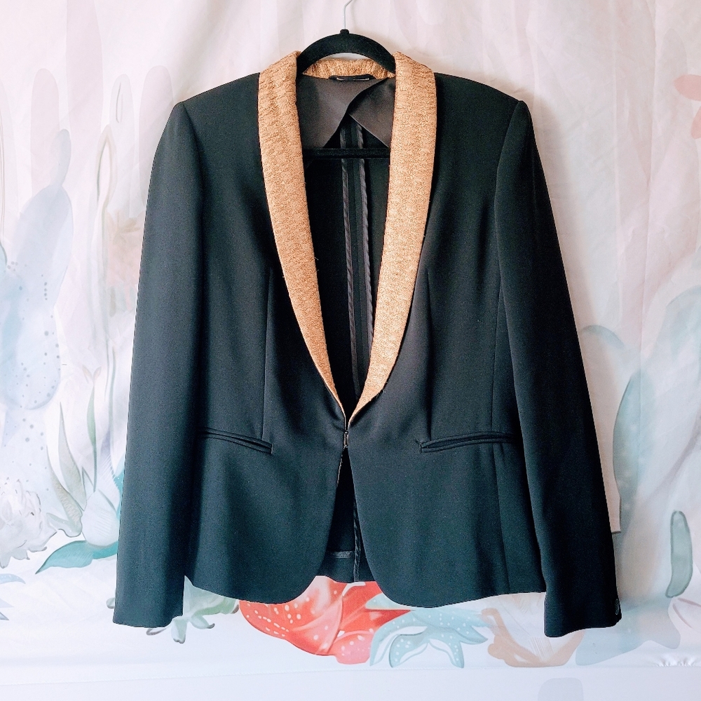 Rag & Bone Black Gold Blazer Jacket Size 4